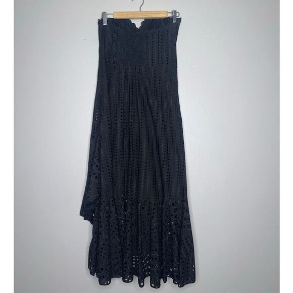 Charo Ruiz Aurora Strapless Midi Dress Eyelet Lace Corset Top Black Size Large - Picture 8 of 9